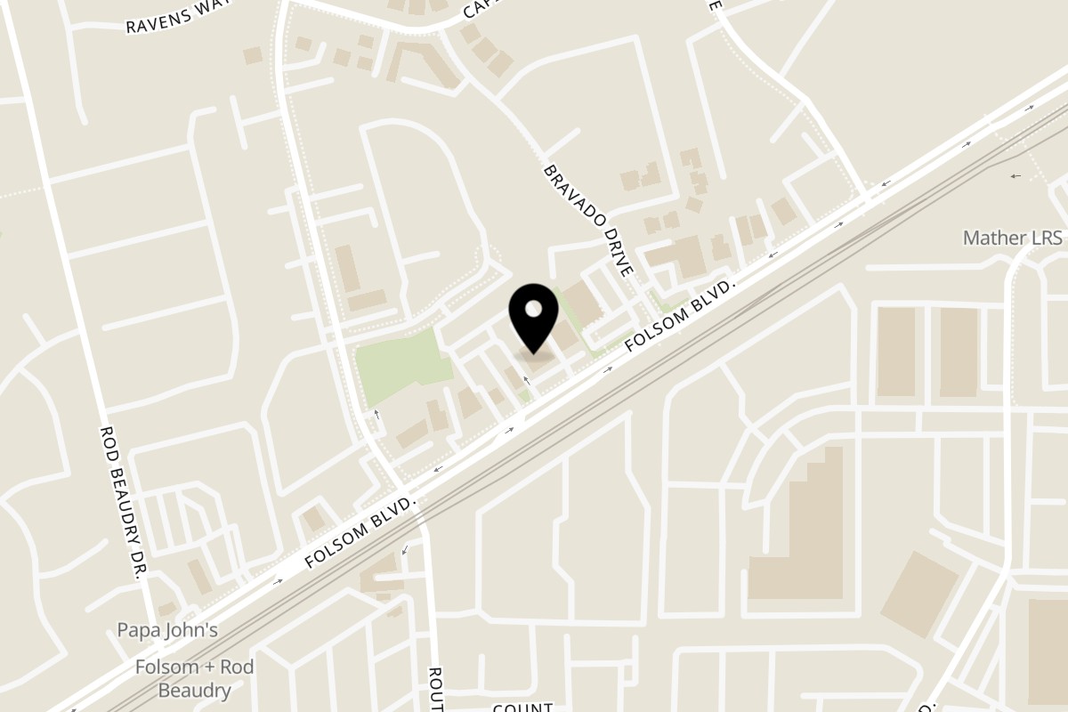 Map showing the location of Express Sushi & Teriyaki Rancho Cordova on 10113 Folsom Blvd in Rancho Cordova